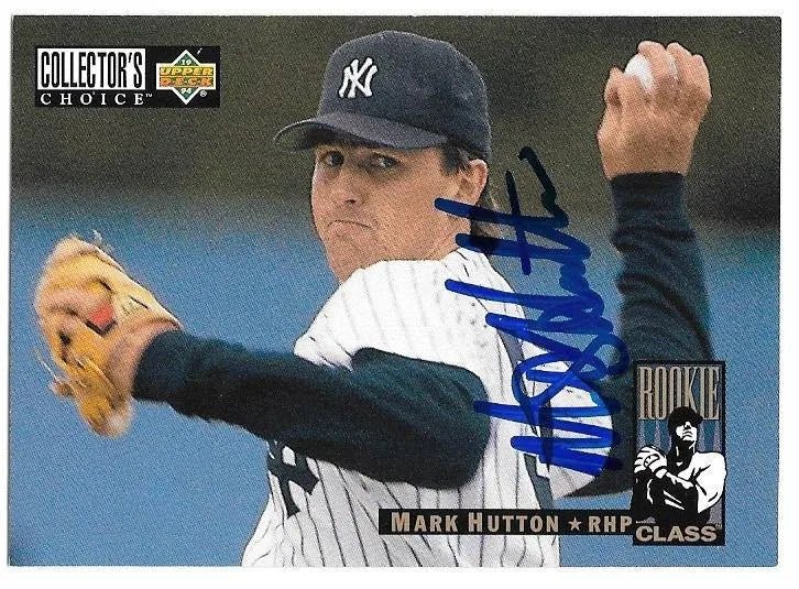 Mark Hutton Signed 1994 Collector's Choice Baseball Card - New York Yankees