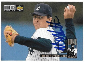 Mark Hutton Signed 1994 Collector's Choice Baseball Card - New York Yankees