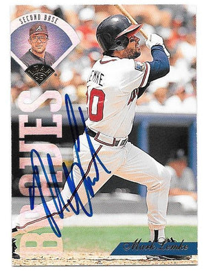 Mark Lemke Signed 1995 Leaf Baseball Card - Atlanta Braves - PastPros