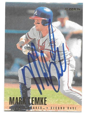 Mark Lemke Signed 1996 Fleer Baseball Card - Atlanta Braves - PastPros
