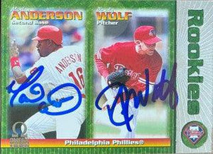 Marlon Anderson & Randy Wolf Dual Signed 1999 Pacific Omega Baseball Card - Philadelphia Phillies - PastPros
