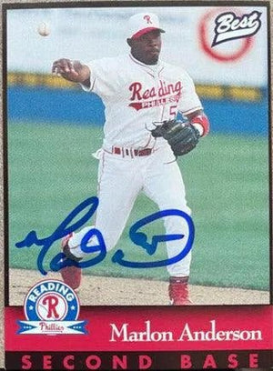 Marlon Anderson Signed 1997 Best Baseball Card - Reading Phillies