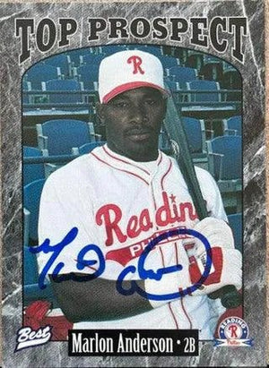 Marlon Anderson Signed 1997 Best Eastern League Top Prospects Baseball Card - Reading Phillies