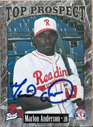 Marlon Anderson Signed 1997 Best Eastern League Top Prospects Baseball Card - Reading Phillies - PastPros