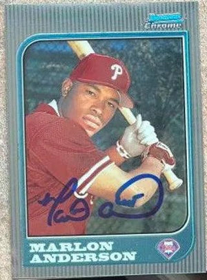 Marlon Anderson Signed 1997 Bowman Chrome Baseball Card - Philadelphia Phillies
