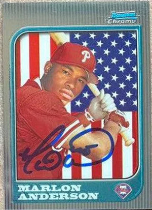 Marlon Anderson Signed 1997 Bowman Chrome International Baseball Card - Philadelphia Phillies - PastPros