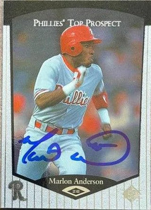 Marlon Anderson Signed 1998 SP Top Prospects Baseball Card - Philadelphia Phillies