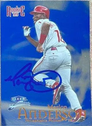 Marlon Anderson Signed 1999 Fleer Brilliants Blue Baseball Card - Philadelphia Phillies