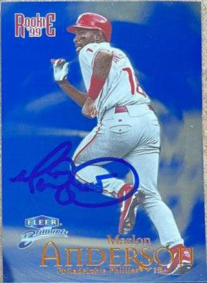 Marlon Anderson Signed 1999 Fleer Brilliants Blue Baseball Card - Philadelphia Phillies - PastPros