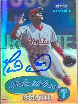 Marlon Anderson Signed 1999 Fleer Mystique Baseball Card - Philadelphia Phillies