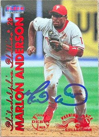 Marlon Anderson Signed 1999 Fleer Tradition Warning Track Collection Baseball Card - Philadelphia Phillies - PastPros