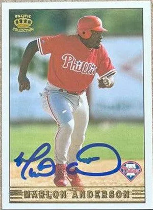 Marlon Anderson Signed 1999 Pacific Crown Collection Baseball Card - Philadelphia Phillies - PastPros