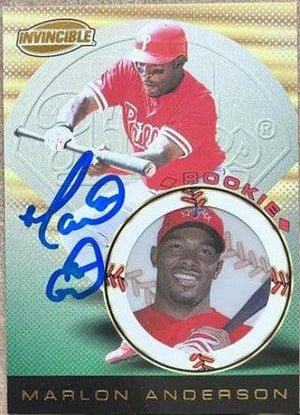 Marlon Anderson Signed 1999 Pacific Invincible Baseball Card - Philadelphia Phillies