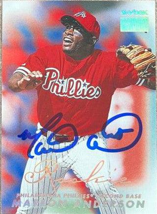 Marlon Anderson Signed 1999 Skybox Premium Baseball Card - Philadelphia Phillies - PastPros