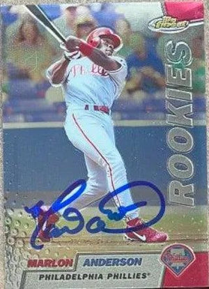 Marlon Anderson Signed 1999 Topps Finest Baseball Card - Philadelphia Phillies