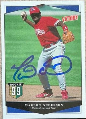 Marlon Anderson Signed 1999 Upper Deck Victory Baseball Card - Philadelphia Phillies