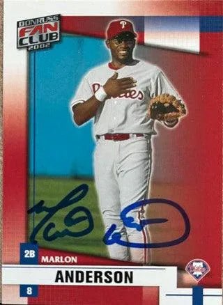 Marlon Anderson Signed 2001 Donruss Fan Club Baseball Card - Philadelphia Phillies