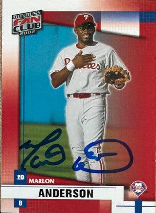 Marlon Anderson Signed 2001 Donruss Fan Club Baseball Card - Philadelphia Phillies - PastPros
