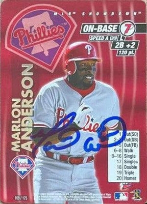 Marlon Anderson Signed 2001 MLB Showdown Pennant Run Baseball Card - Philadelphia Phillies