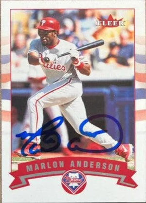 Marlon Anderson Signed 2002 Fleer Baseball Card - Philadelphia Phillies