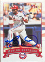 Marlon Anderson Signed 2002 Fleer Baseball Card - Philadelphia Phillies - PastPros