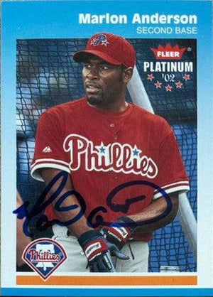 Marlon Anderson Signed 2002 Fleer Platinum Baseball Card - Philadelphia Phillies - PastPros