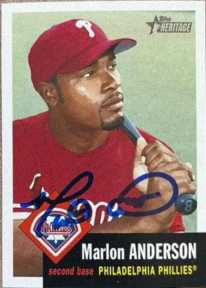 Marlon Anderson Signed 2002 Topps Heritage Baseball Card - Philadelphia Phillies