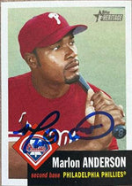 Marlon Anderson Signed 2002 Topps Heritage Baseball Card - Philadelphia Phillies - PastPros