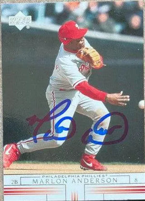 Marlon Anderson Signed 2002 Upper Deck Baseball Card - Philadelphia Phillies - PastPros