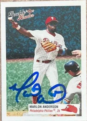 Marlon Anderson Signed 2003 Fleer Double Header Baseball Card - Philadelphia Phillies