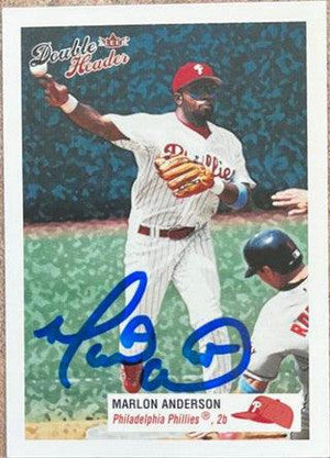 Marlon Anderson Signed 2003 Fleer Double Header Baseball Card - Philadelphia Phillies - PastPros