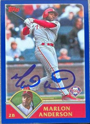 Marlon Anderson Signed 2003 Topps Baseball Card - Philadelphia Phillies - PastPros