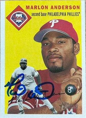 Marlon Anderson Signed 2003 Topps Heritage Baseball Card - Philadelphia Phillies SP - PastPros