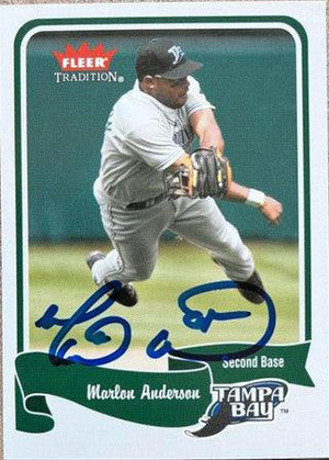 Marlon Anderson Signed 2004 Fleer Tradition Baseball Card - Tampa Bay Devil Rays - PastPros