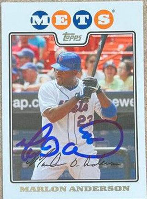 Marlon Anderson Signed 2008 Topps Baseball Card - New York Mets - PastPros