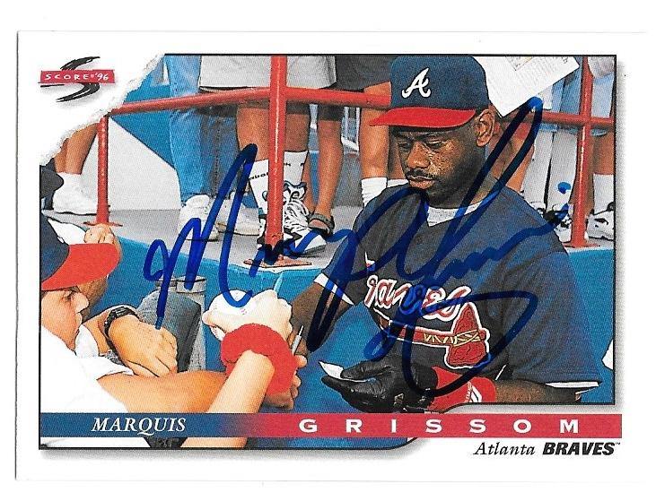 Marquis Grissom Signed 1996 Score Baseball Card - Atlanta Braves - PastPros