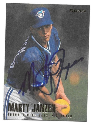 Marty Janzen Signed 1996 Fleer Baseball Card - Toronto Blue Jays - PastPros