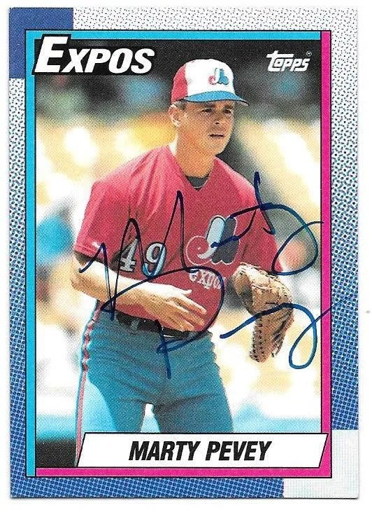 Marty Pevey Signed 1990 Topps Baseball Card - Montreal Expos