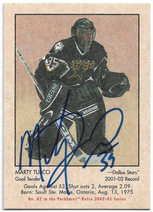 Marty Turco Signed 2002-03 Parkhurst Hockey Card - Dallas Stars - PastPros