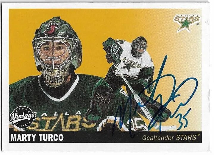Marty Turco Signed 2002-03 Upper Deck Vintage Hockey Card - Dallas Stars