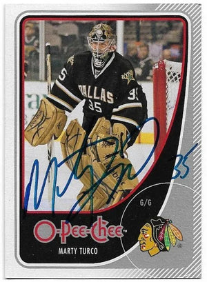 Marty Turco Signed 2010-11 O-Pee-Chee Hockey Card - Dallas Stars