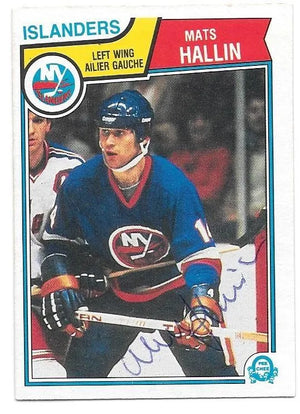 Mats Hallin Signed 1983-84 Topps Hockey Card - New York Islanders - PastPros