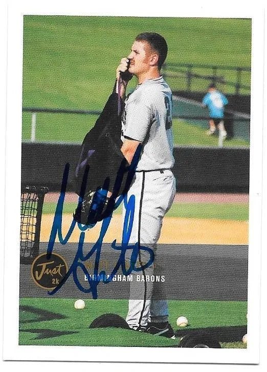 Matt Ginter Signed 2000 Just Baseball Card - Birmingham Barons