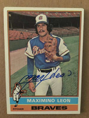 Max Leon Signed 1976 Topps Baseball Card - Atlanta Braves - PastPros