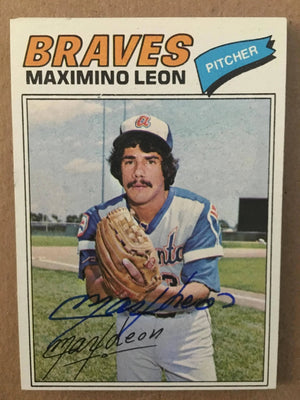 Max Leon Signed 1977 Topps Baseball Card - Atlanta Braves