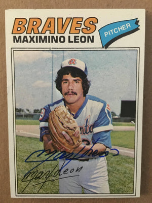 Max Leon Signed 1977 Topps Baseball Card - Atlanta Braves - PastPros