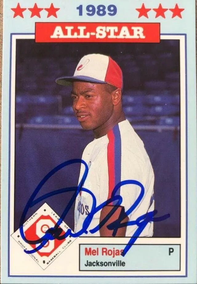 Mel Rojas Signed 1989 Jennings Southern League All-Stars Baseball Card - Montreal Expos