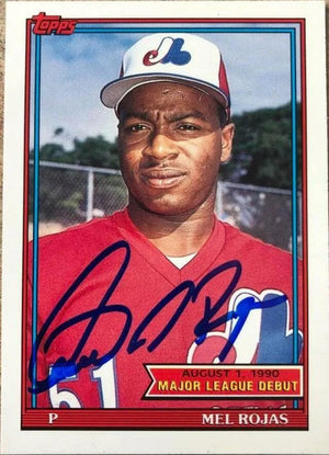 Mel Rojas Signed 1991 Topps MLB Debut Baseball Card - Montreal Expos