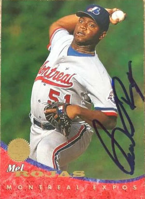 Mel Rojas Signed 1994 Leaf Baseball Card - Montreal Expos