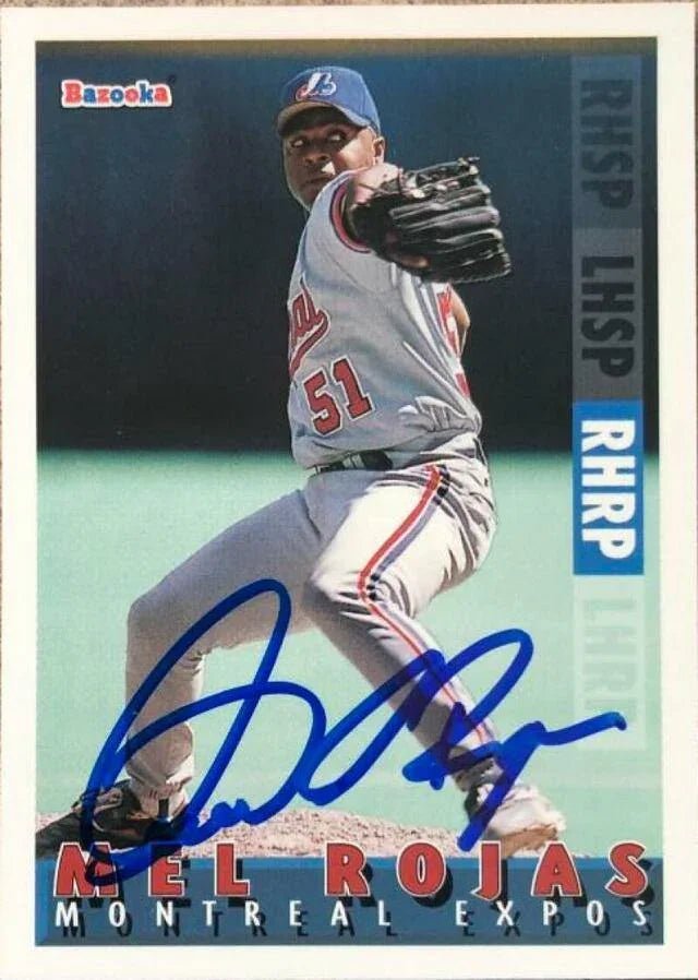 Mel Rojas Signed 1995 Bazooka Baseball Card - Montreal Expos